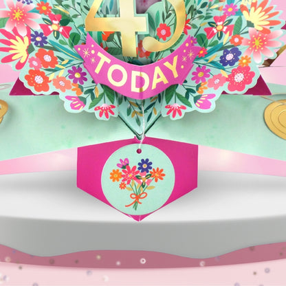 45th Birthday Card Pop Up 3D Happy Birthday Card Age 45 Today 3D For Her