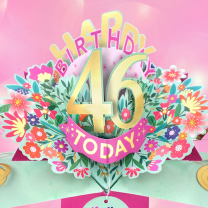 46th Birthday Card Pop Up 3D Happy Birthday Card Age 46 Today 3D For Her