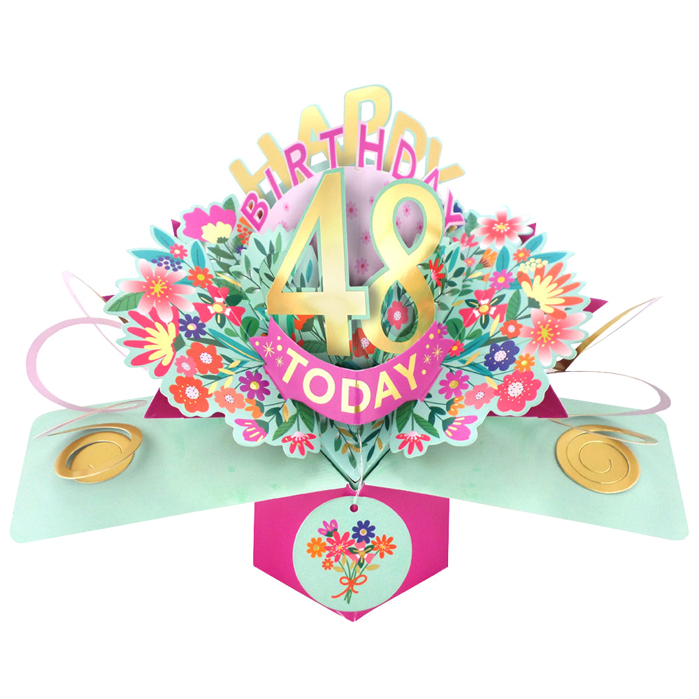 48th Birthday Card Pop Up 3D Happy Birthday Card Age 48 Today 3D For Her
