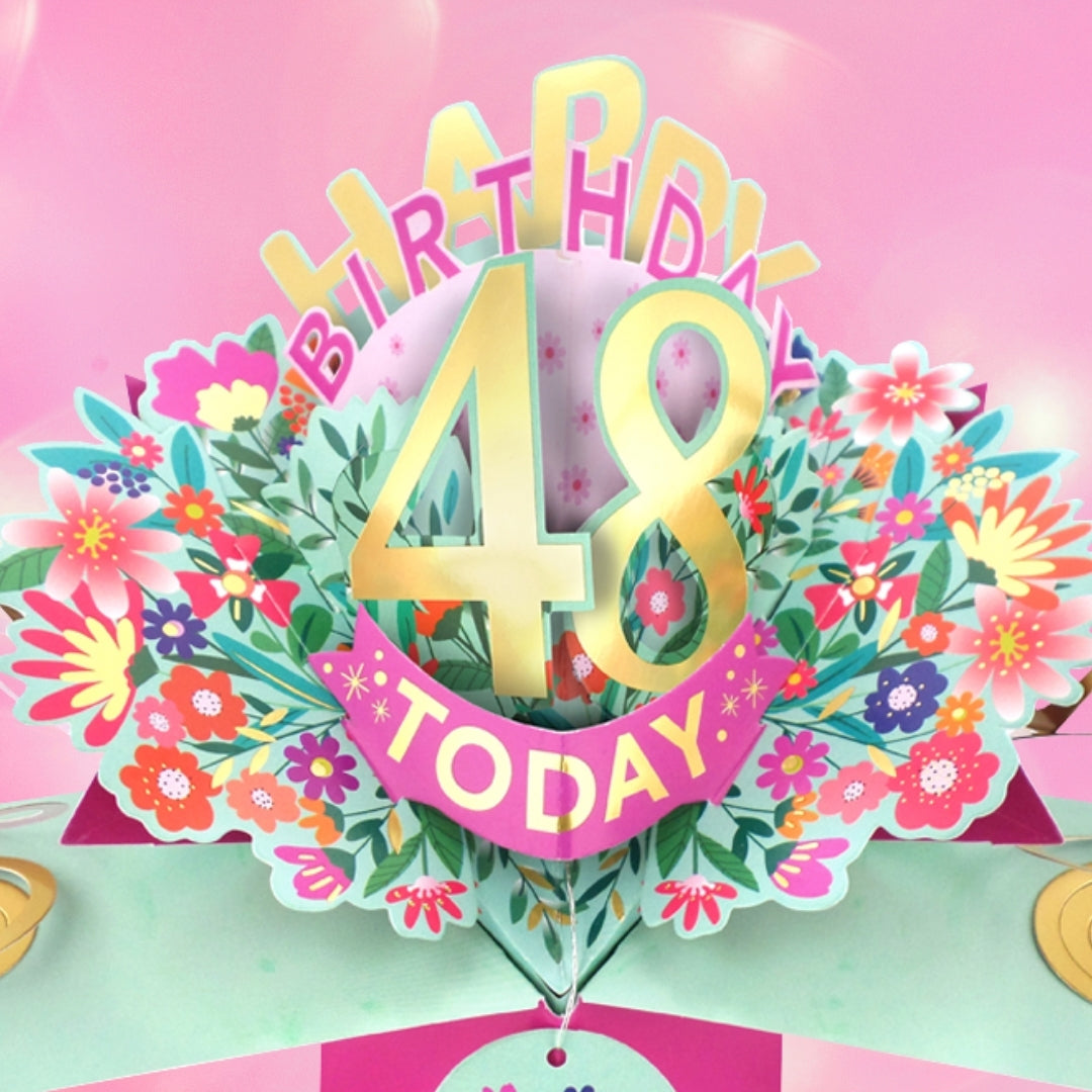 48th Birthday Card Pop Up 3D Happy Birthday Card Age 48 Today 3D For Her
