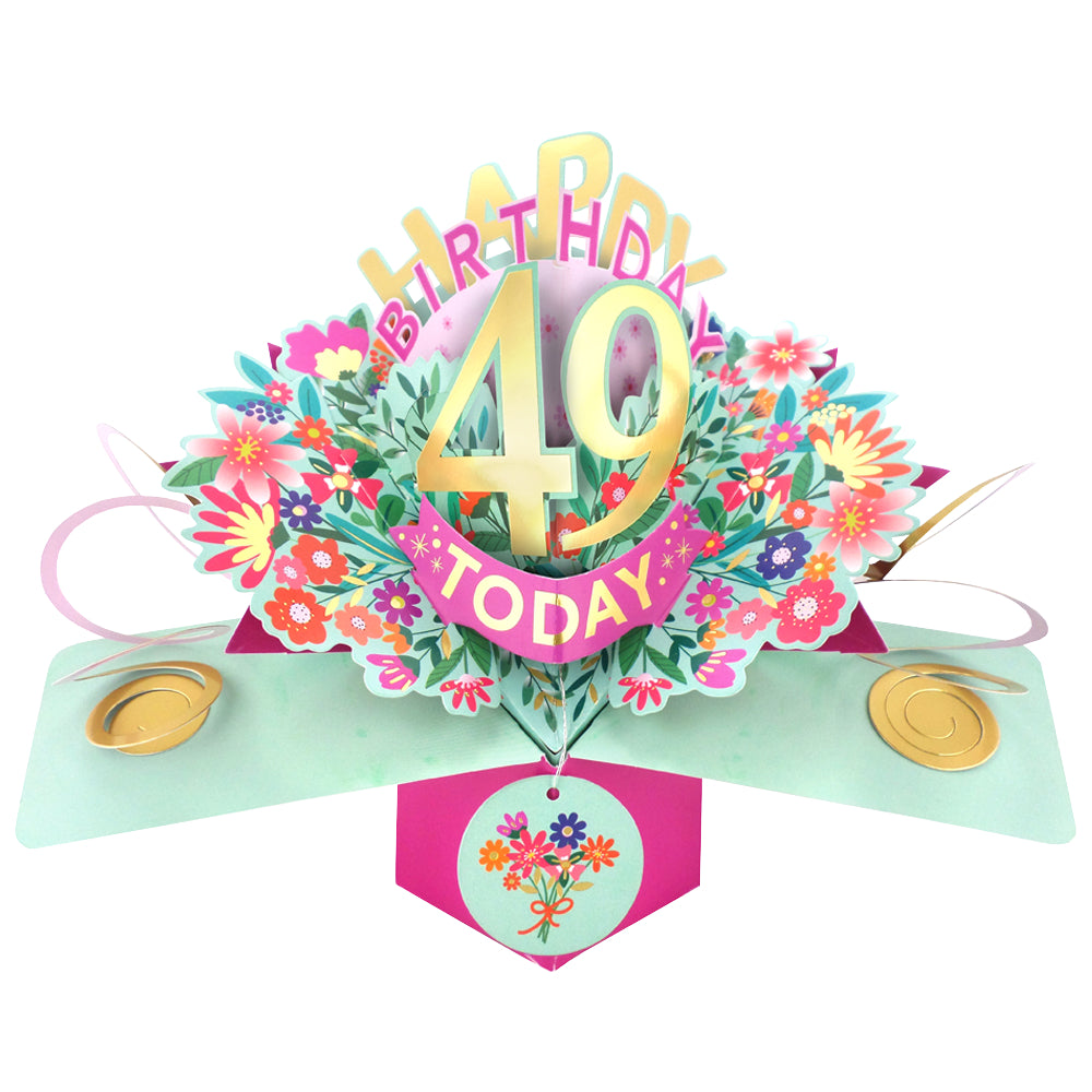 49th Birthday Card Pop Up 3D Happy Birthday Card Age 49 Today 3D For Her