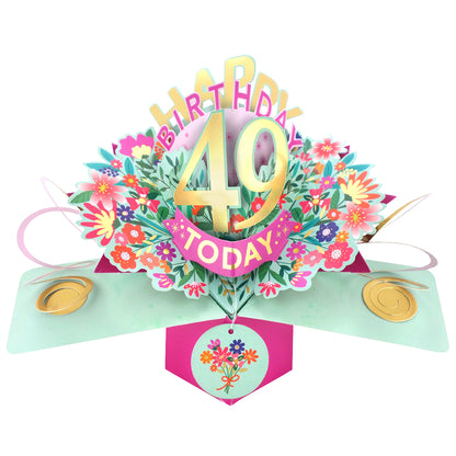 49th Birthday Card Pop Up 3D Happy Birthday Card Age 49 Today 3D For Her