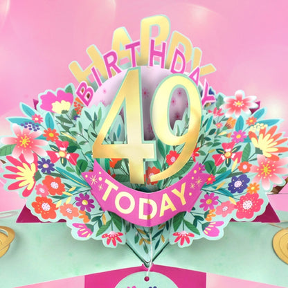 49th Birthday Card Pop Up 3D Happy Birthday Card Age 49 Today 3D For Her
