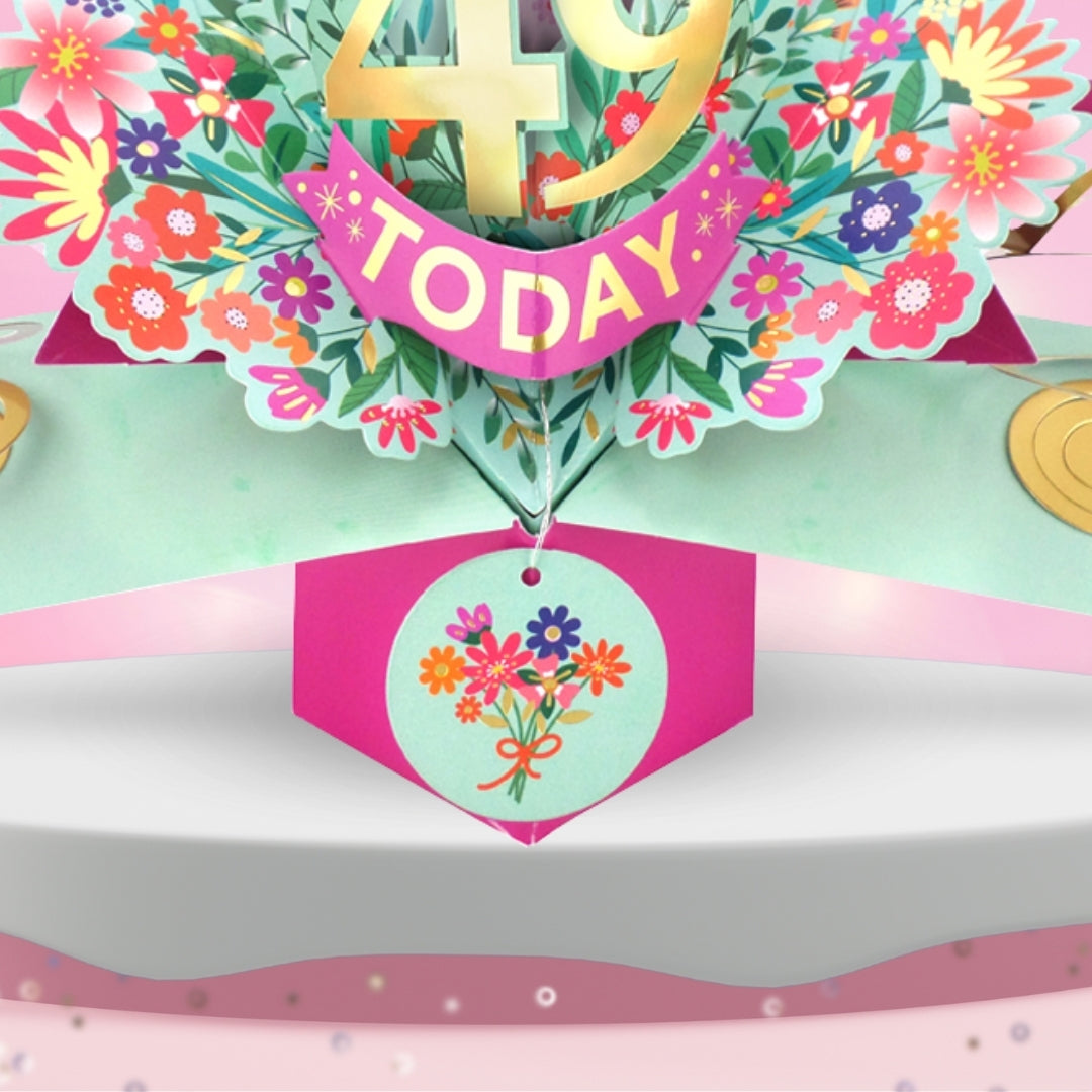 49th Birthday Card Pop Up 3D Happy Birthday Card Age 49 Today 3D For Her