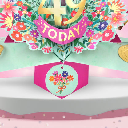 49th Birthday Card Pop Up 3D Happy Birthday Card Age 49 Today 3D For Her