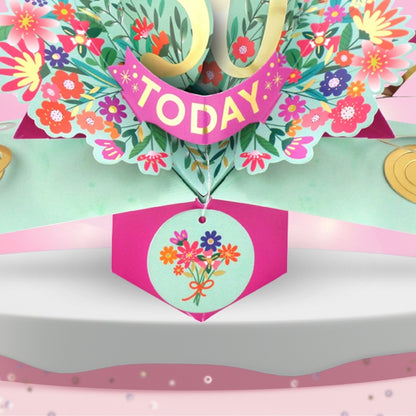 50th Birthday Card Pop Up 3D Happy Birthday Card Age 50 Today 3D For Her