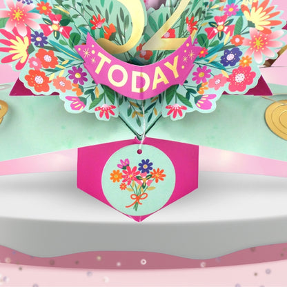 52nd Birthday Card Pop Up 3D Happy Birthday Card Age 52 Today 3D For Her