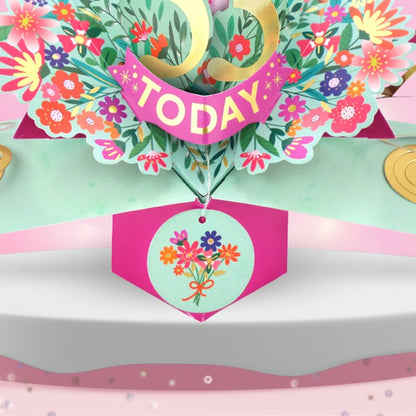 53rd Birthday Card Pop Up 3D Happy Birthday Card Age 53 Today 3D For Her