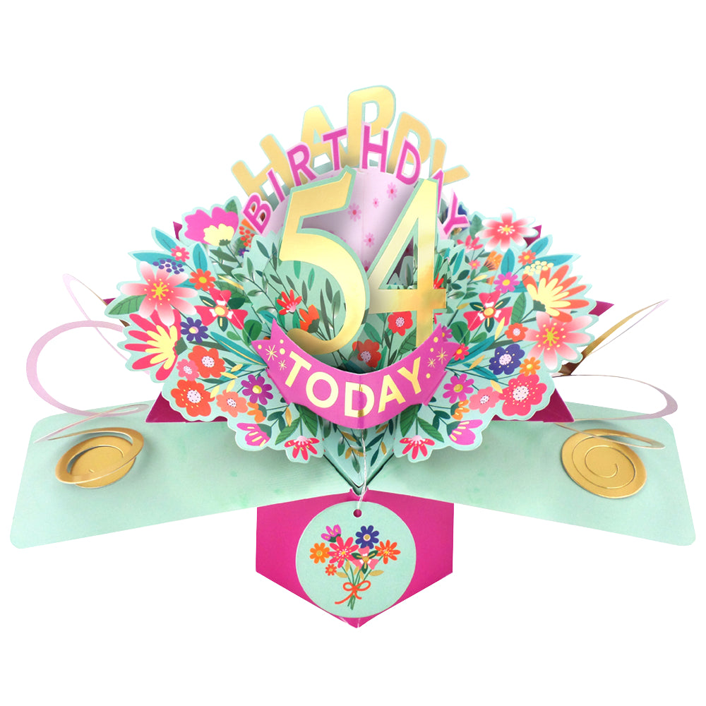 54th Birthday Card Pop Up 3D Happy Birthday Card Age 54 Today 3D For Her