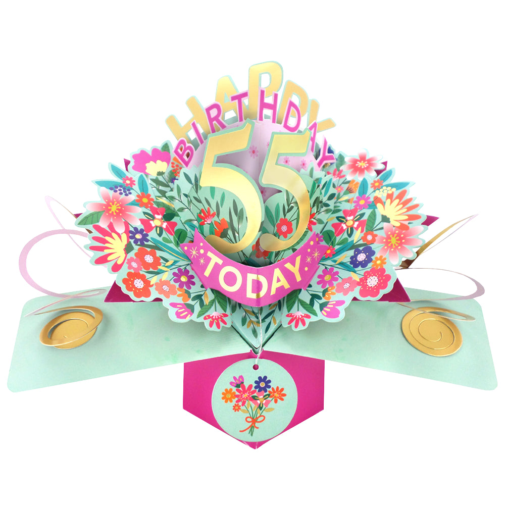 55th Birthday Card Pop Up 3D Happy Birthday Card Age 55 Today 3D For Her