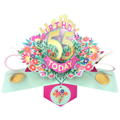 55th Birthday Card Pop Up 3D Happy Birthday Card Age 55 Today 3D For Her