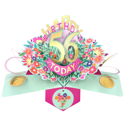 56th Birthday Card Pop Up 3D Happy Birthday Card Age 56 Today 3D For Her