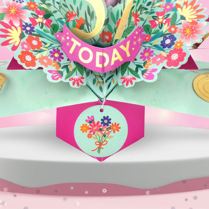 57th Birthday Card Pop Up 3D Happy Birthday Card Age 57 Today 3D For Her