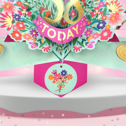 58th Birthday Card Pop Up 3D Happy Birthday Card Age 58 Today 3D For Her