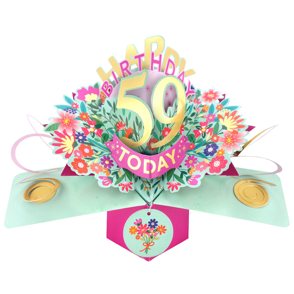 59th Birthday Card Pop Up 3D Happy Birthday Card Age 59 Today 3D For Her