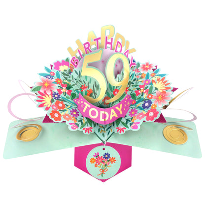 59th Birthday Card Pop Up 3D Happy Birthday Card Age 59 Today 3D For Her
