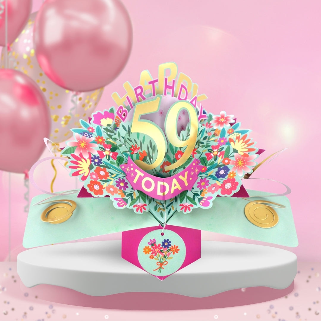 59th Birthday Card Pop Up 3D Happy Birthday Card Age 59 Today 3D For Her
