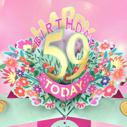 59th Birthday Card Pop Up 3D Happy Birthday Card Age 59 Today 3D For Her