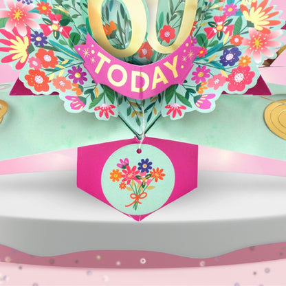 60th Birthday Card Pop Up 3D Happy Birthday Card Age 60 Today 3D For Her