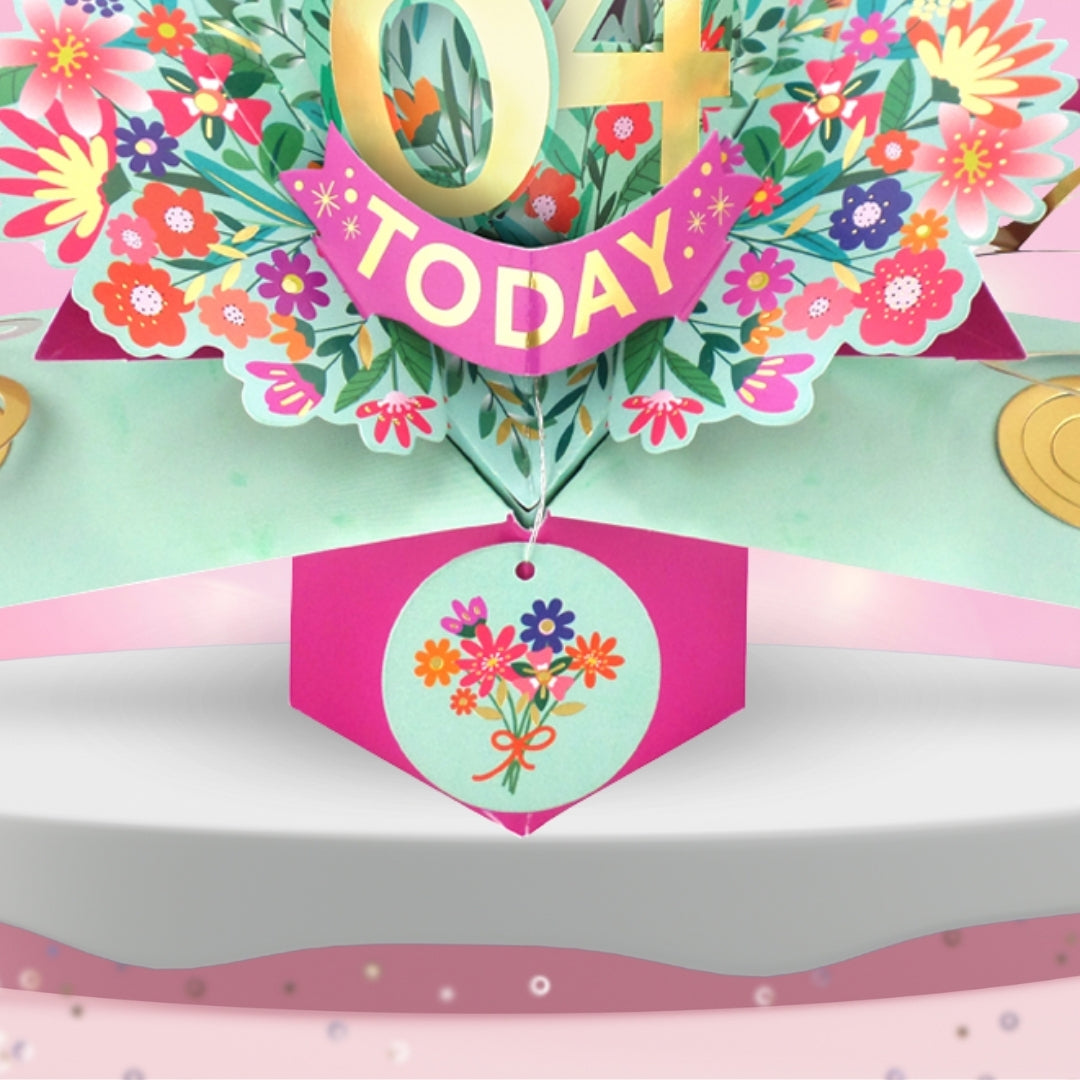 64th Birthday Card Pop Up 3D Happy Birthday Card Age 64 Today 3D For Her