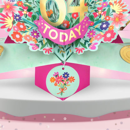 64th Birthday Card Pop Up 3D Happy Birthday Card Age 64 Today 3D For Her