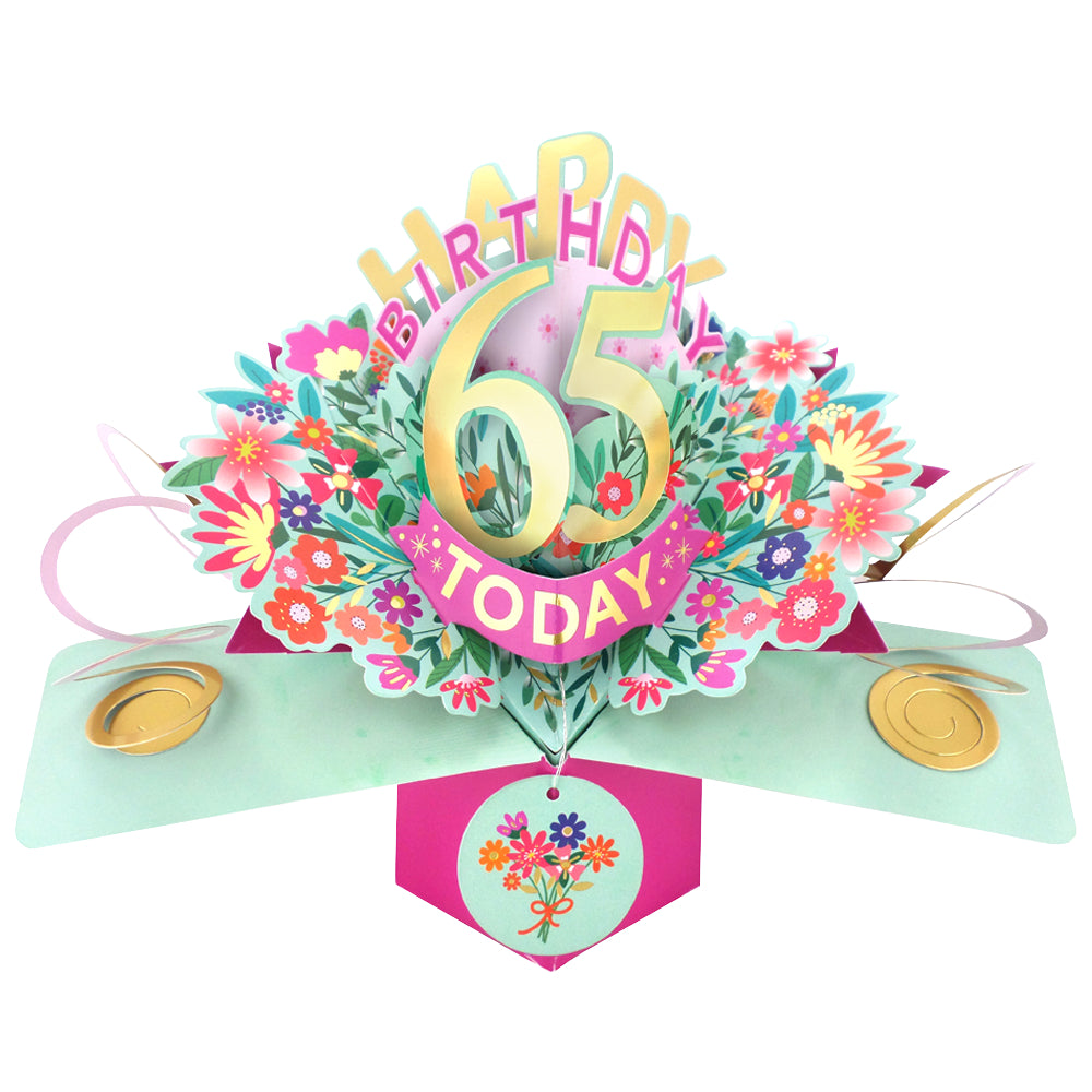 65th Birthday Card Pop Up 3D Happy Birthday Card Age 65 Today 3D For Her