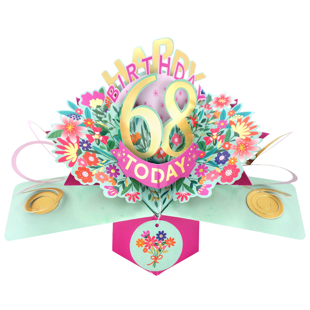 68th Birthday Card Pop Up 3D Happy Birthday Card Age 68 Today 3D For Her