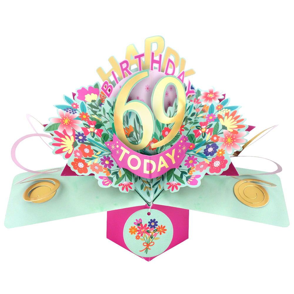 69th Birthday Card Pop Up 3D Happy Birthday Card Age 69 Today 3D For Her