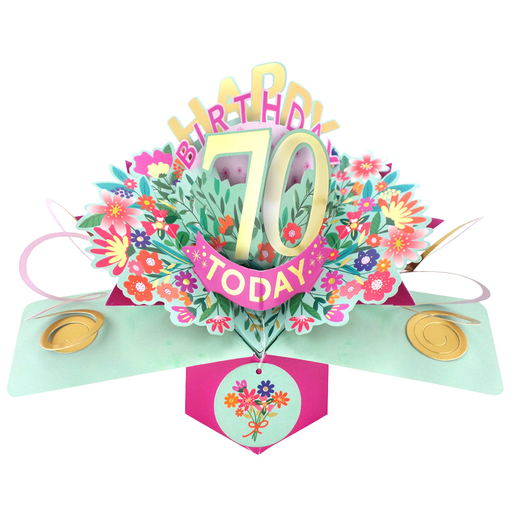 70th Birthday Card Pop Up 3D Happy Birthday Card Age 70 Today 3D For Her