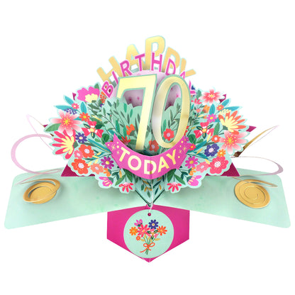 70th Birthday Card Pop Up 3D Happy Birthday Card Age 70 Today 3D For Her