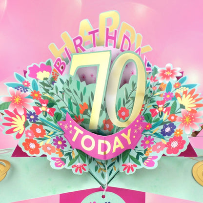 70th Birthday Card Pop Up 3D Happy Birthday Card Age 70 Today 3D For Her