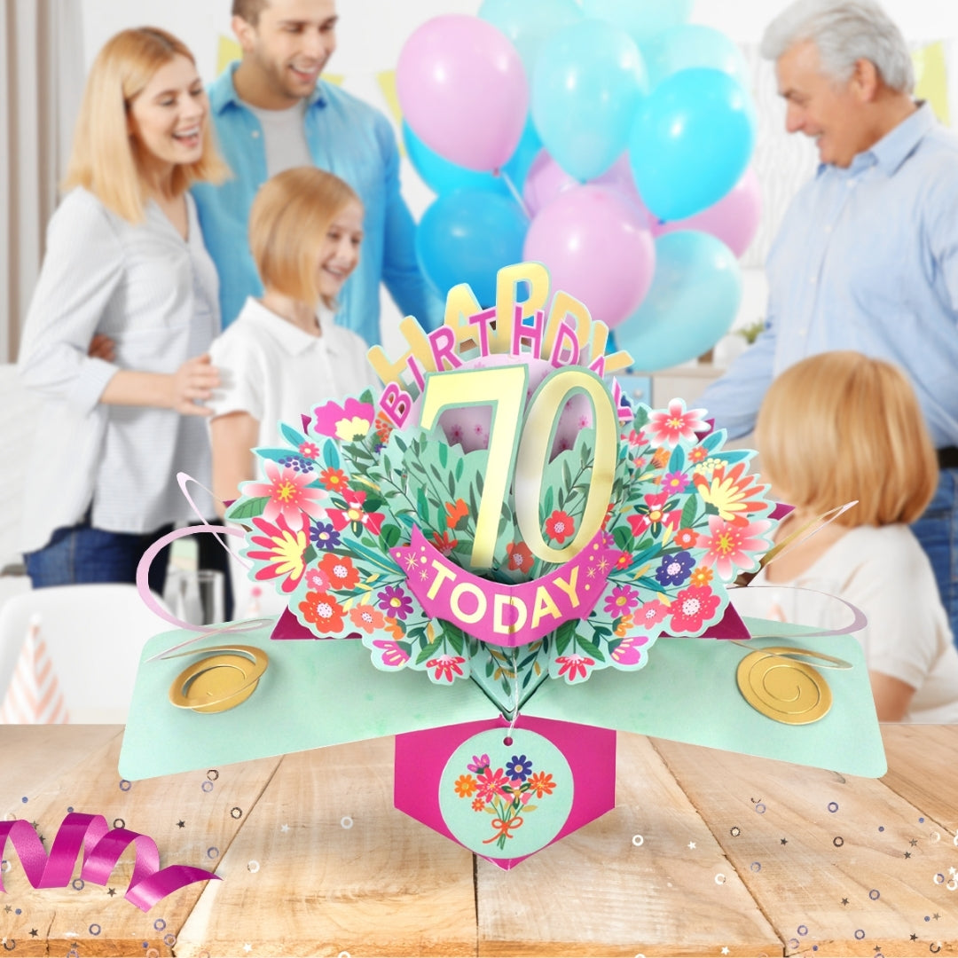 70th Birthday Card Pop Up 3D Happy Birthday Card Age 70 Today 3D For Her
