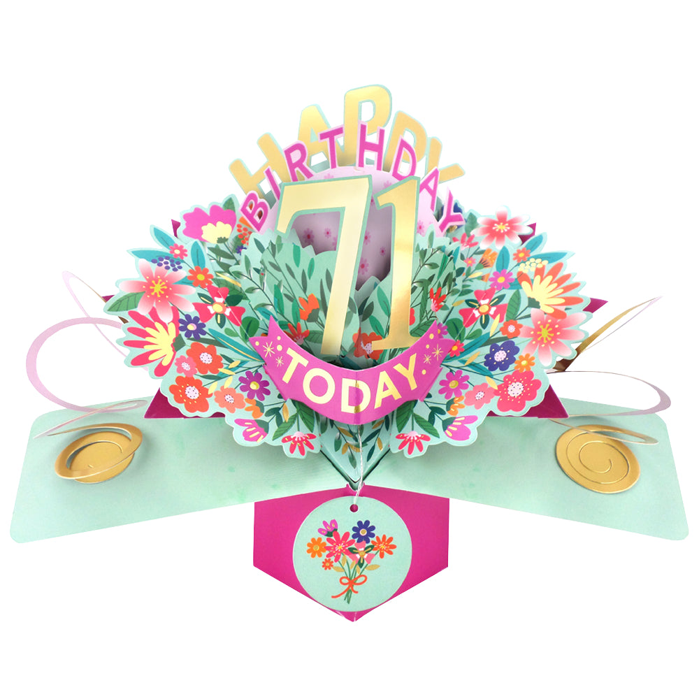 71st Birthday Card Pop Up 3D Happy Birthday Card Age 71 Today 3D For Her