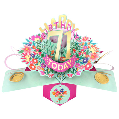 71st Birthday Card Pop Up 3D Happy Birthday Card Age 71 Today 3D For Her