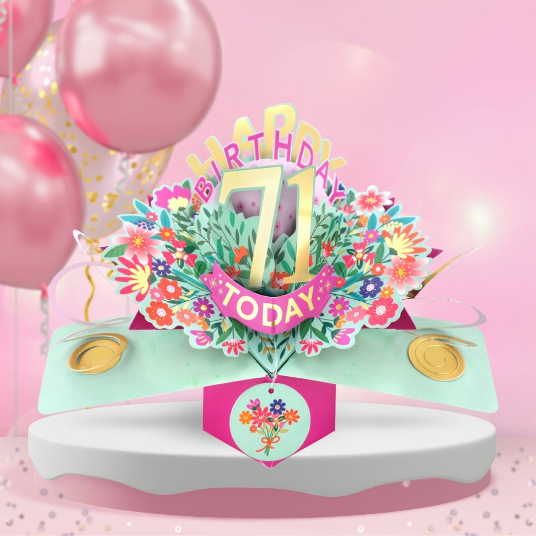 71st Birthday Card Pop Up 3D Happy Birthday Card Age 71 Today 3D For Her