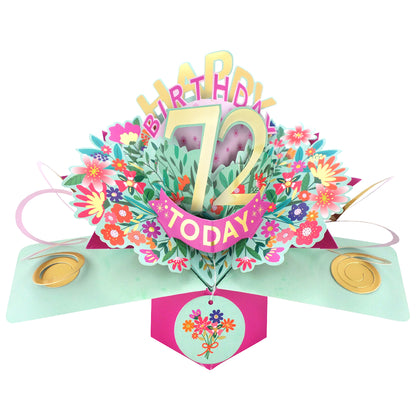 72nd Birthday Card Pop Up 3D Happy Birthday Card Age 72 Today 3D For Her