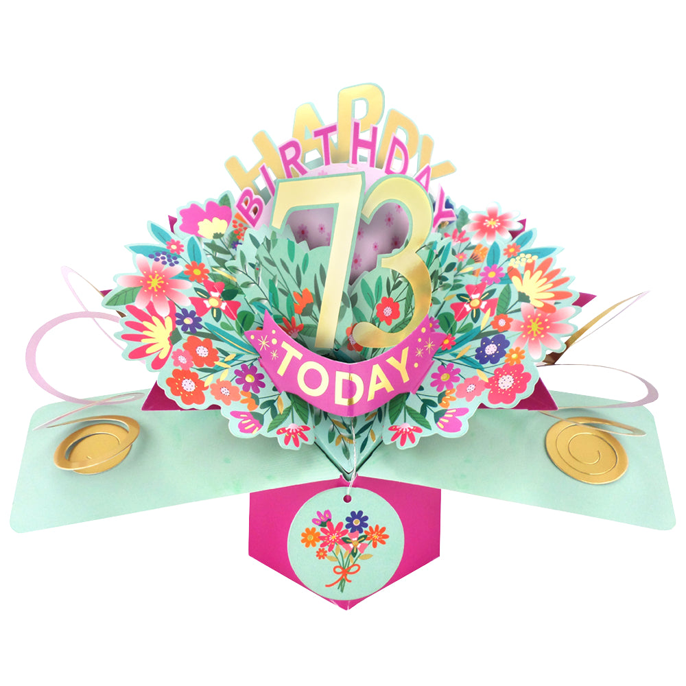 73rd Birthday Card Pop Up 3D Happy Birthday Card Age 73 Today 3D For Her