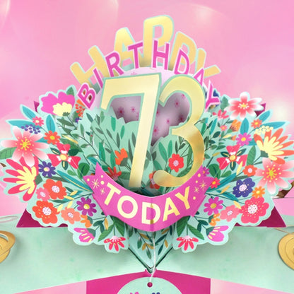 73rd Birthday Card Pop Up 3D Happy Birthday Card Age 73 Today 3D For Her