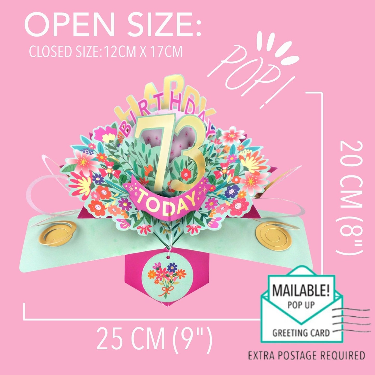 73rd Birthday Card Pop Up 3D Happy Birthday Card Age 73 Today 3D For Her
