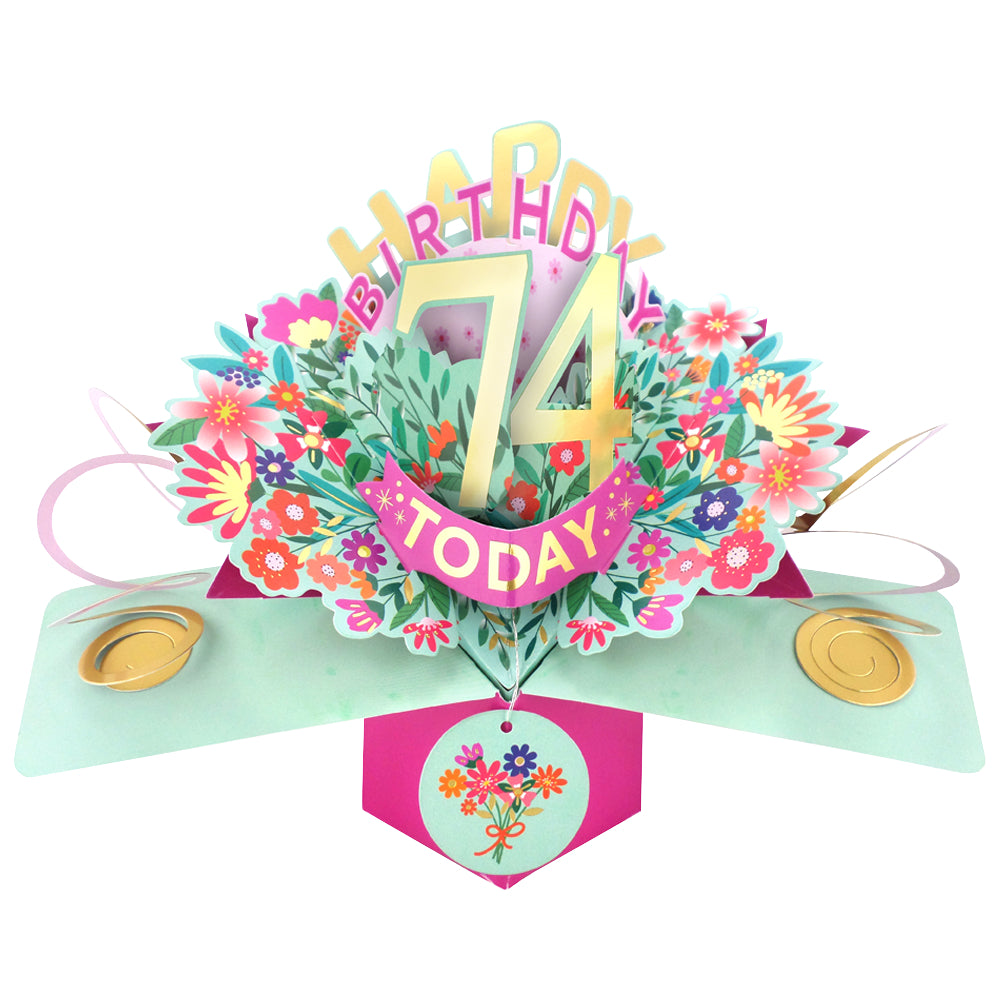 74th Birthday Card Pop Up 3D Happy Birthday Card Age 74 Today 3D For Her