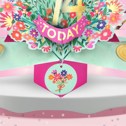 74th Birthday Card Pop Up 3D Happy Birthday Card Age 74 Today 3D For Her