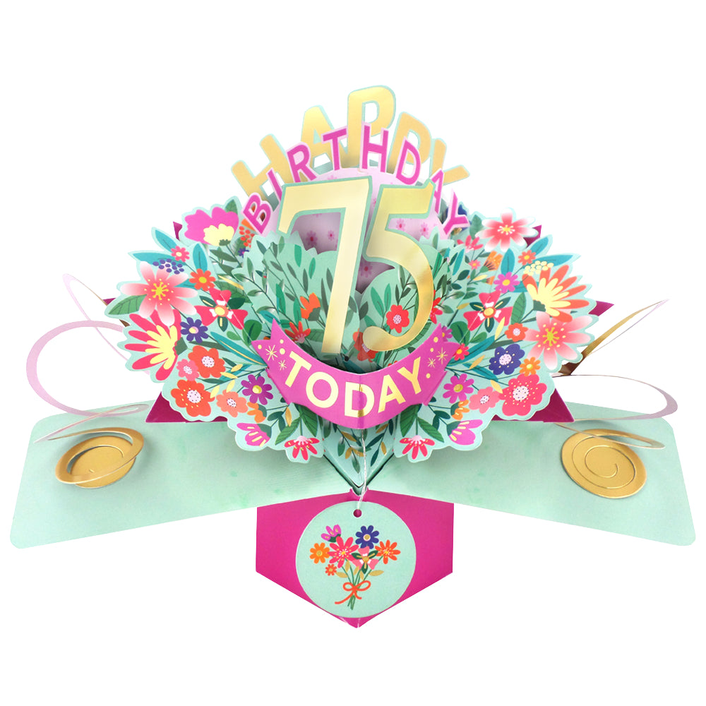 75th Birthday Card Pop Up 3D Happy Birthday Card Age 75 Today 3D For Her
