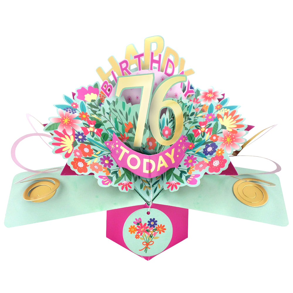 76th Birthday Card Pop Up 3D Happy Birthday Card Age 76 Today 3D For Her