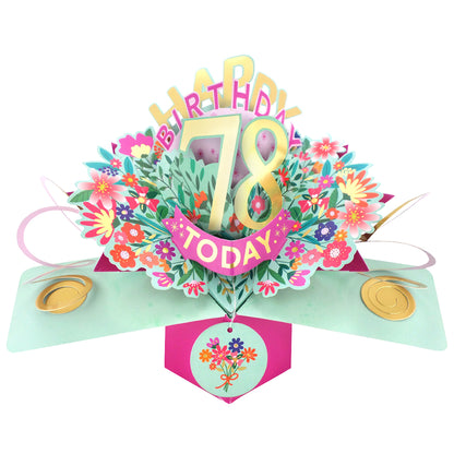 78th Birthday Card Pop Up 3D Happy Birthday Card Age 78 Today 3D For Her