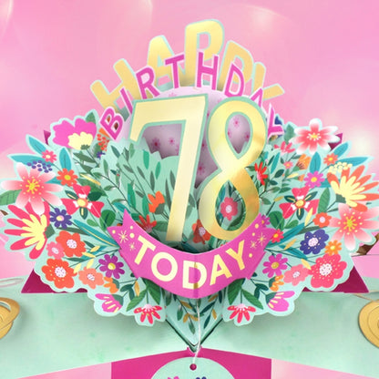 78th Birthday Card Pop Up 3D Happy Birthday Card Age 78 Today 3D For Her