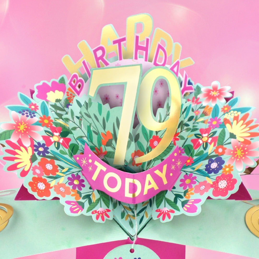 79th Birthday Card Pop Up 3D Happy Birthday Card Age 79 Today 3D For Her