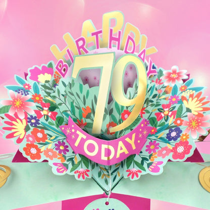 79th Birthday Card Pop Up 3D Happy Birthday Card Age 79 Today 3D For Her