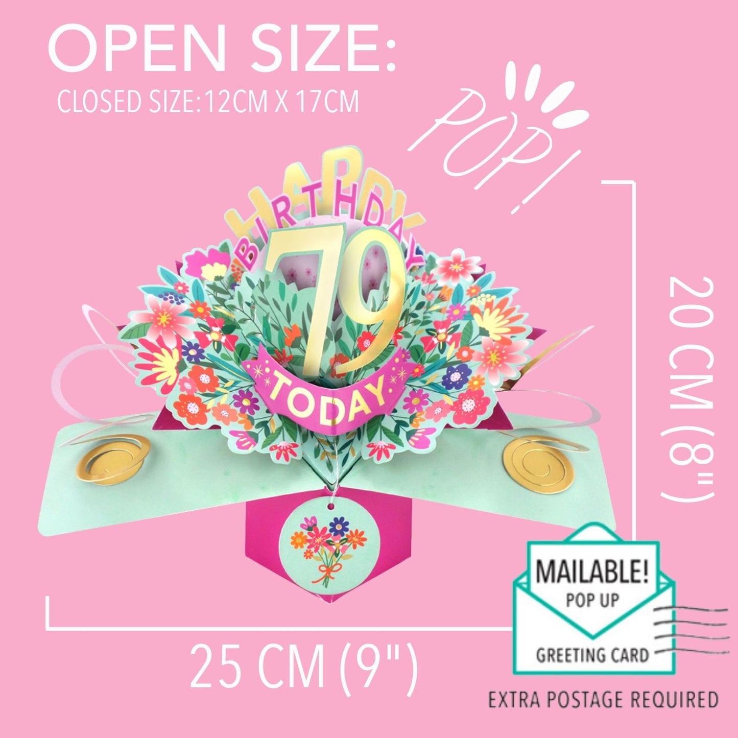 79th Birthday Card Pop Up 3D Happy Birthday Card Age 79 Today 3D For Her