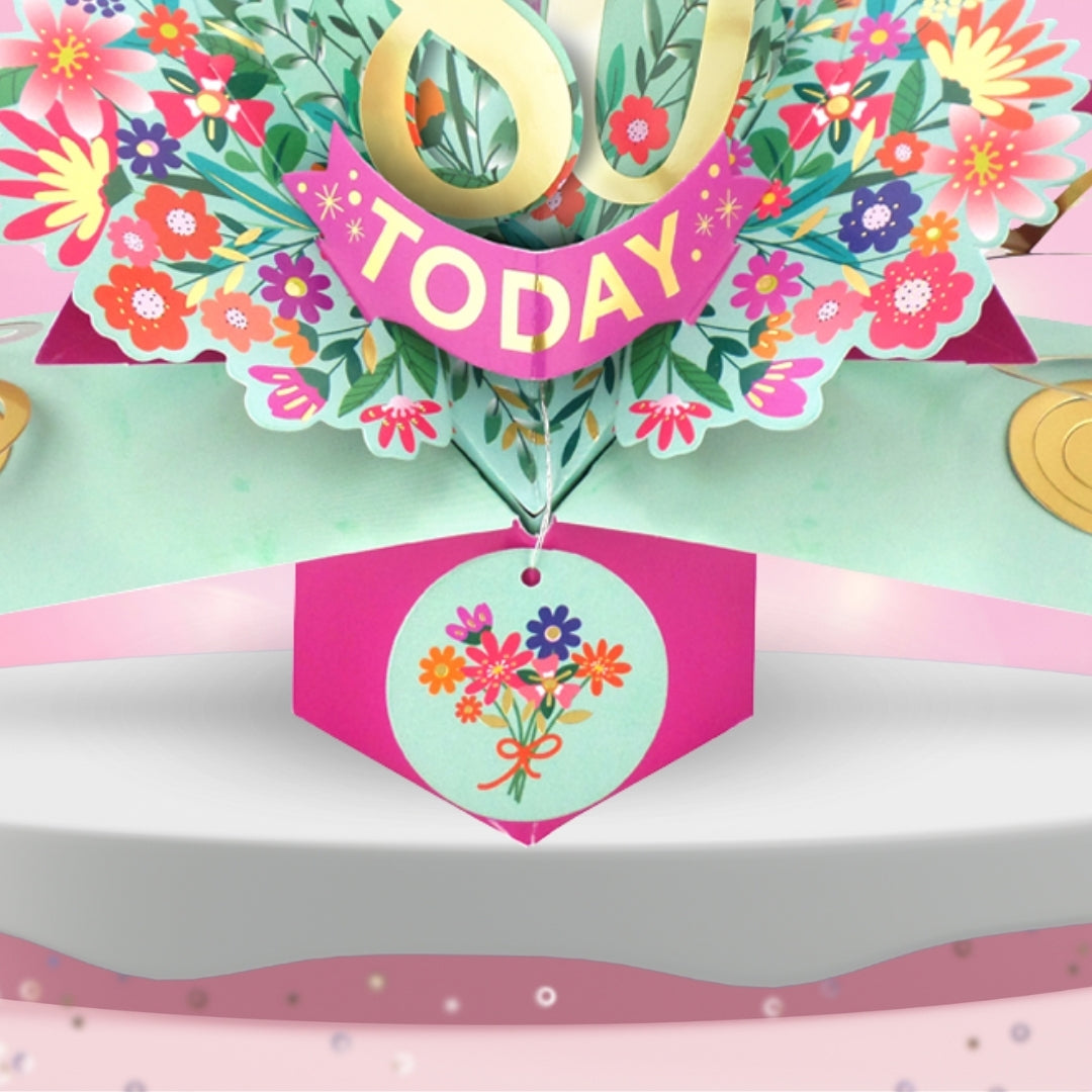 80th Birthday Card Pop Up 3D Happy Birthday Card Age 80 Today 3D For Her