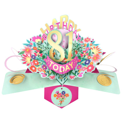 81st Birthday Card Pop Up 3D Happy Birthday Card Age 81 Today 3D For Her